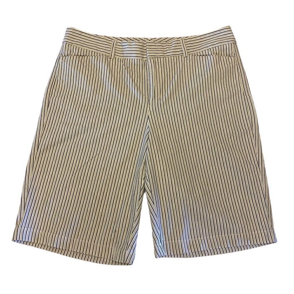 Docker’s Ideal Fit Metro Bermuda White, Gray, and Green Pinstripe Shorts Size 14